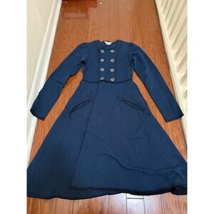 Hard Tail Forever Navy Blue Double Breasted Coat Dress Small Y2K